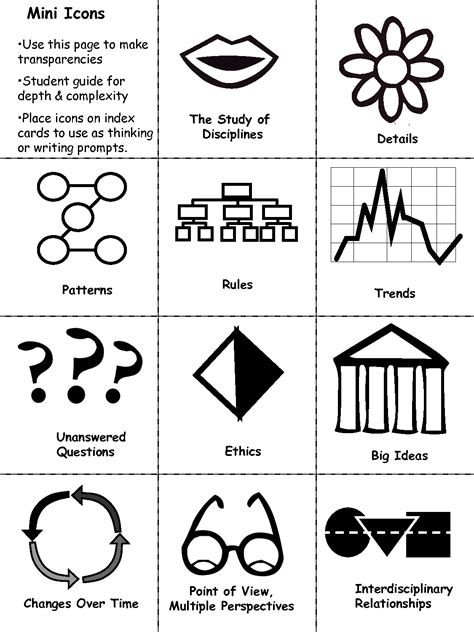 Printable Depth And Complexity Icons